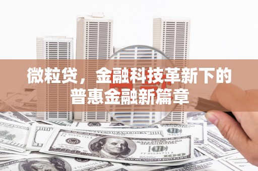 桓仁微粒贷，金融科技革新下的普惠金融新篇章